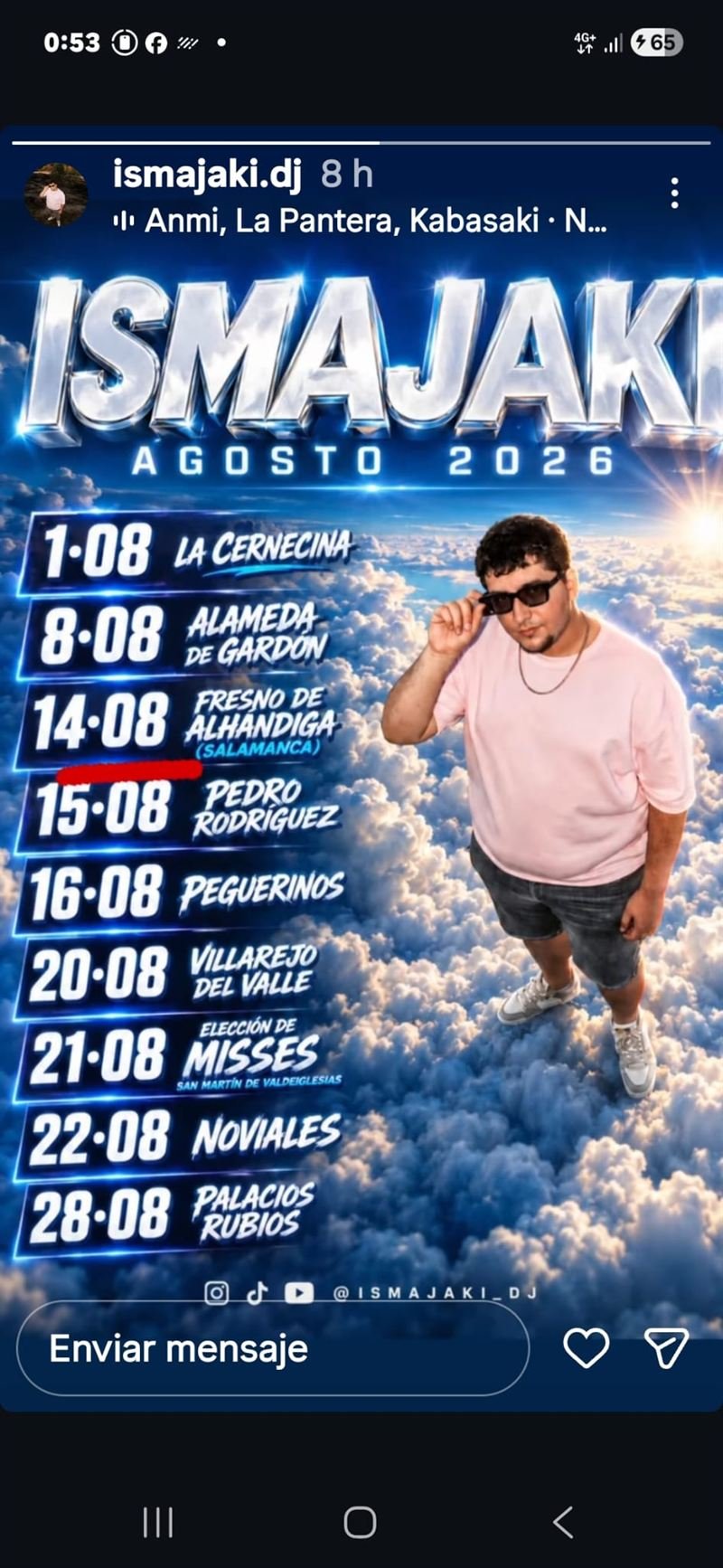 Cartel de fechas de gira publicado en Instagram